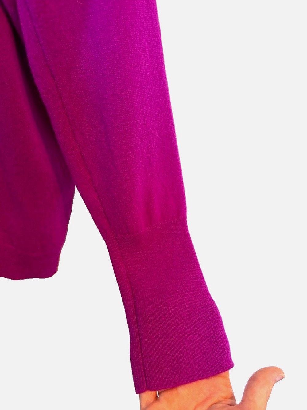 J.Crew 100% Cashmere Sweater M Fuchsia Pink Crew Neck Classic Knit - Picture 5 of 9